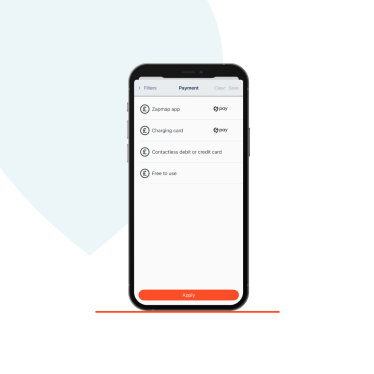 The zapmap app showing payment filters