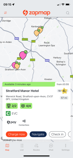 EVC charge points on the Zapmap app with Zap-Pay