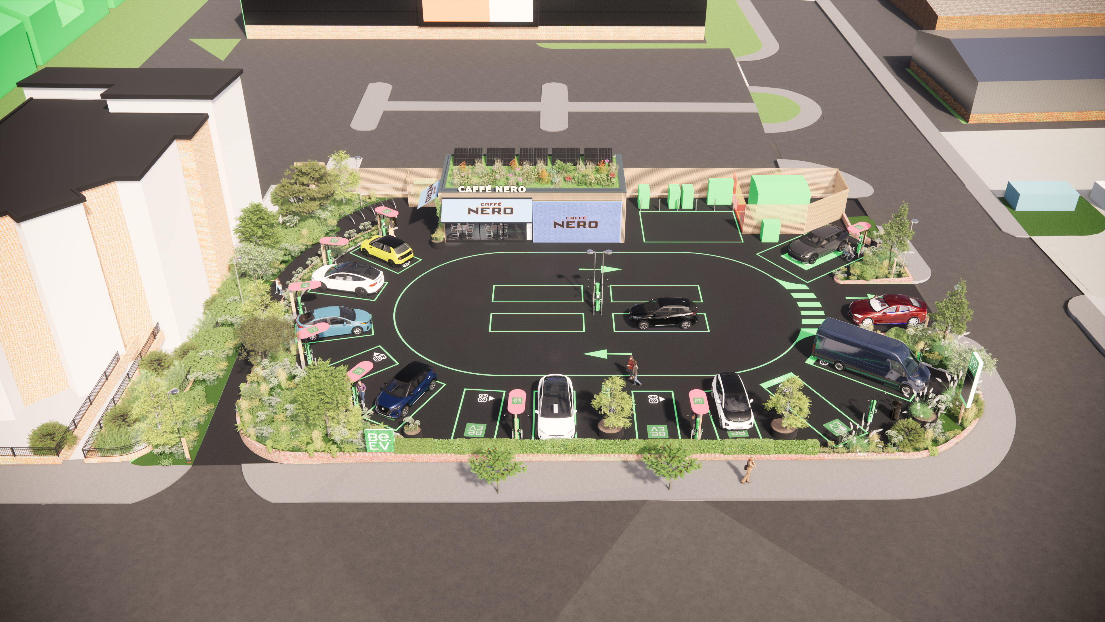 Design plan of Be.EV Charging Oasis, Manchster