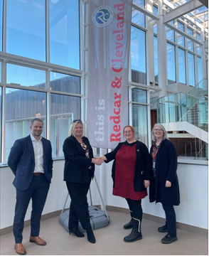 Image (L-R): Chris Moon, Assistant Director of Environment, Sustainability and Culture / Cllr Carrie Richardson / Amanda Rymell, Senior Public Sector Partnerships Manager at Believ / Caroline Hearne, Climate Change and Sustainability Officer