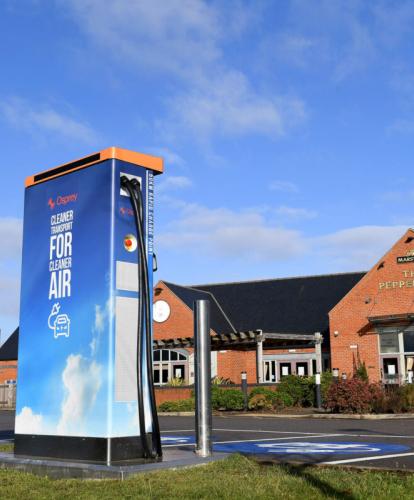 Osprey's 100th charge point in partnership rollout - charger in front of Marston's pub