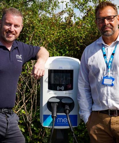 Scott Duncan and Lee Cant in front of Mer charge point