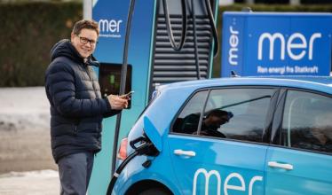 Mer branded car charging at Mer charge point
